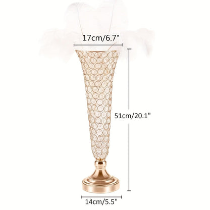 Crystal Trumpet Flower Vase Centerpieces for Wedding Table – Bling Wrought Crystal Vases for Party, Anniversary, Birthday