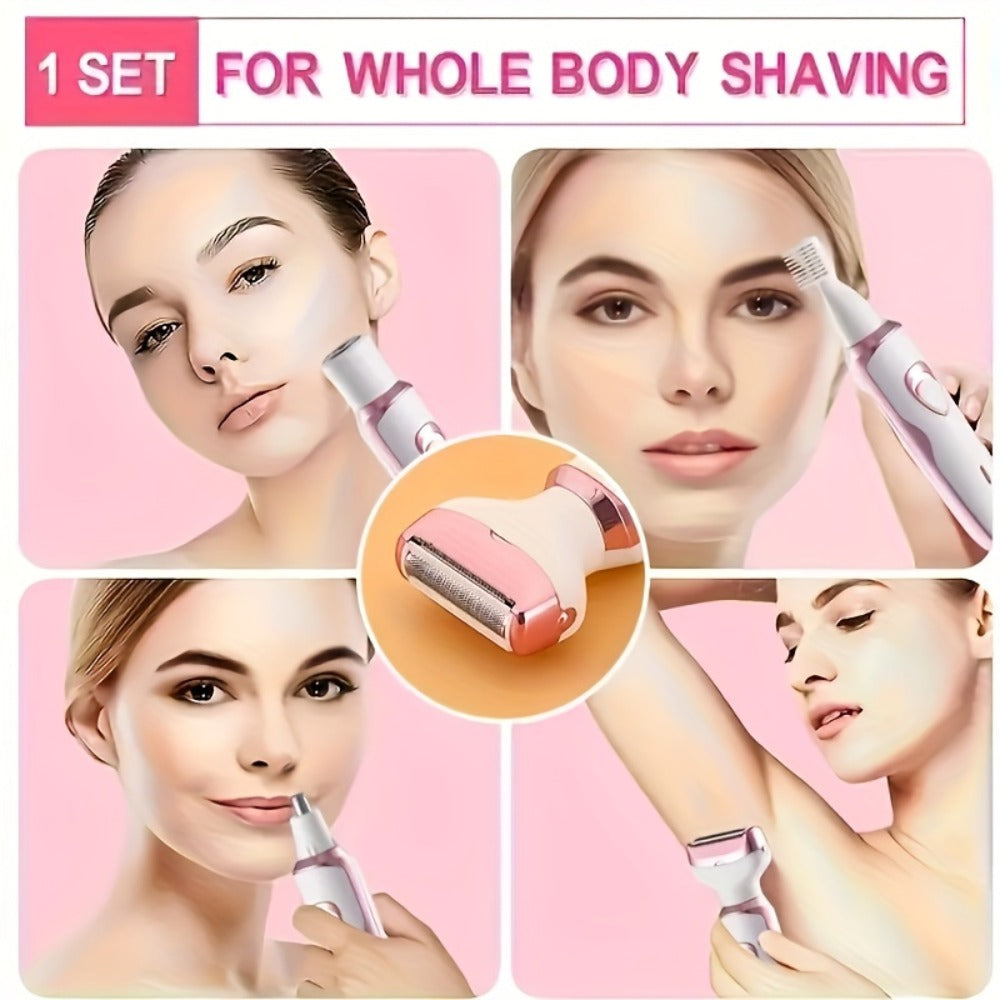 Rechargeable Facial Hair Remover Set for Women with Pink and Purple Multi Tool Options for Grooming