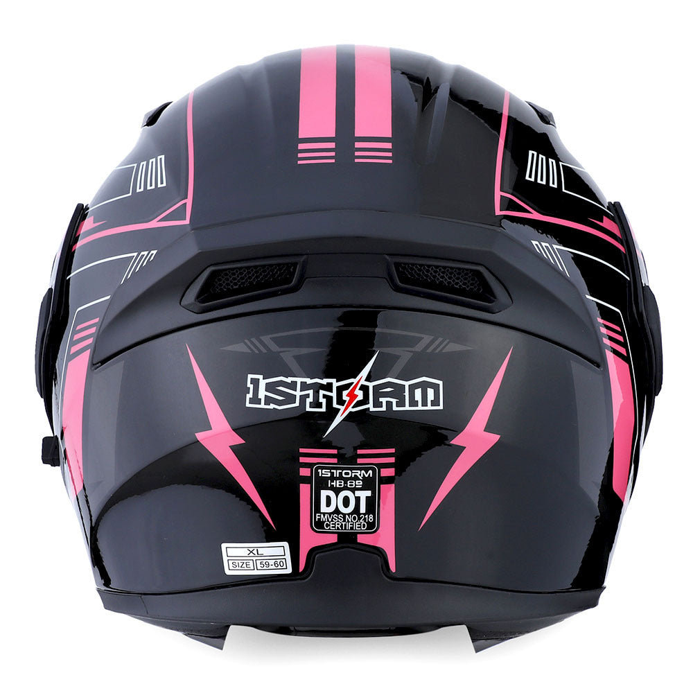Motorcycle Helmet Modular Flip-Up Full-Face Shell with Dual Visors, S-XL Sizes and Arrow, Storm or Glossy Styles