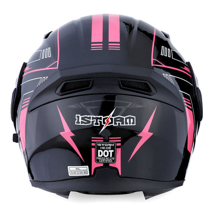 Motorcycle Helmet Modular Flip-Up Full-Face Shell with Dual Visors, S-XL Sizes and Arrow, Storm or Glossy Styles