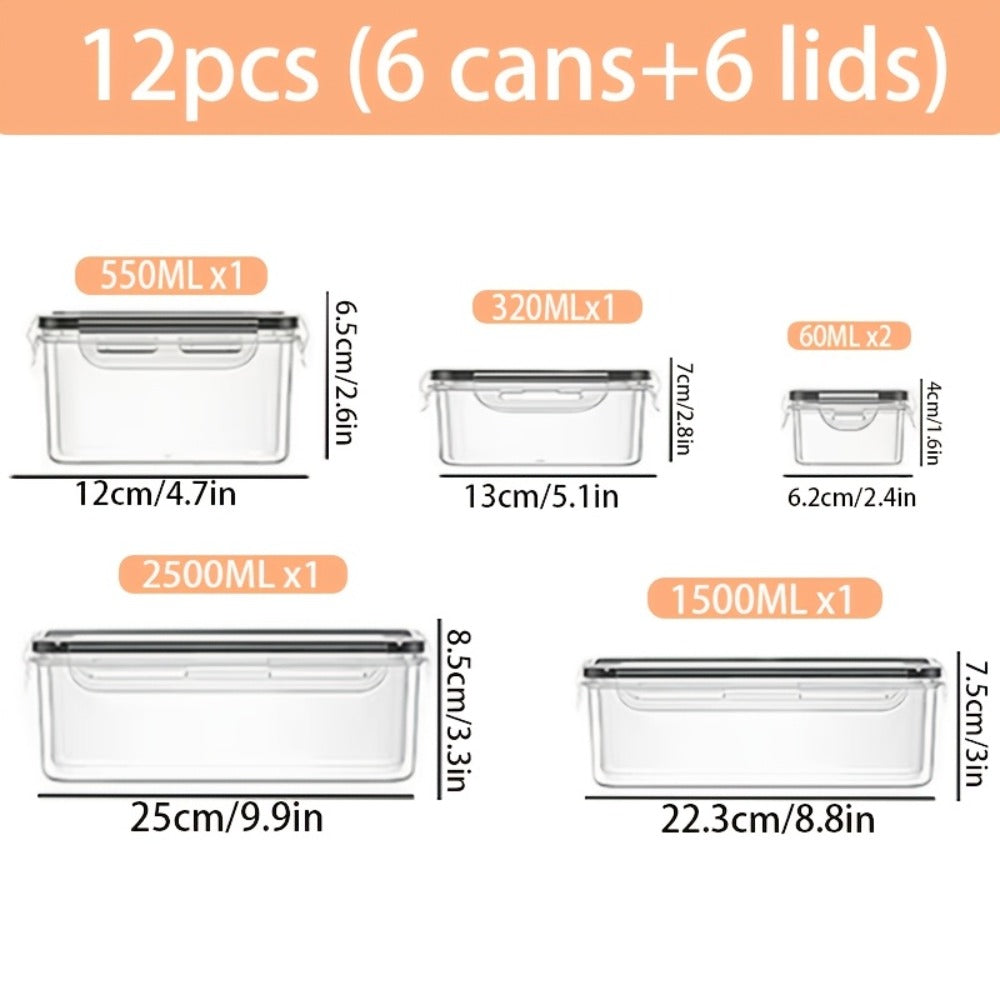 Container Set Food Storage Organizer with Locking Plastic Lids in 12-, 24- or 48-Piece Options