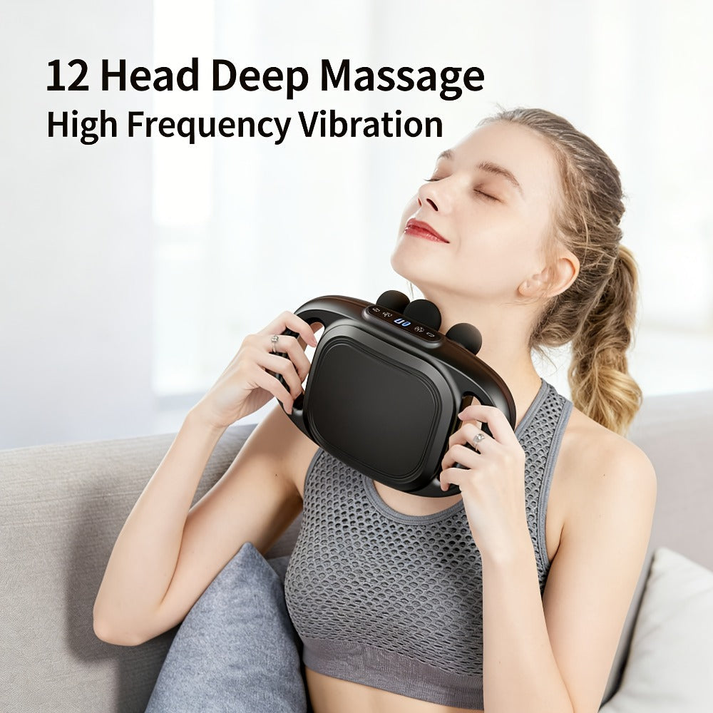 Fascia Gun Multi-Head Deep Tissue Massager, 9 High-Frequency Modes for Leg, Waist, Back & Hip
