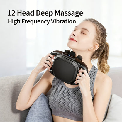 Fascia Gun Multi-Head Deep Tissue Massager, 9 High-Frequency Modes for Leg, Waist, Back & Hip