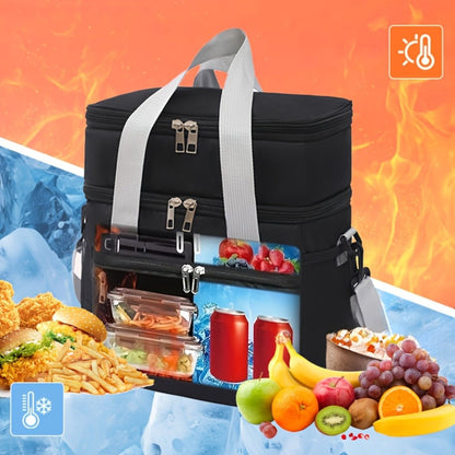 Insulated Lunch Bag Large Capacity Leakproof Waterproof with Shoulder Strap Double Pocket Portable Cooler Tote for Men Women Work School