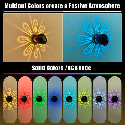 Two-Piece Solar Flower Projection Wall Light Set with Multicolor or Warm White Illumination