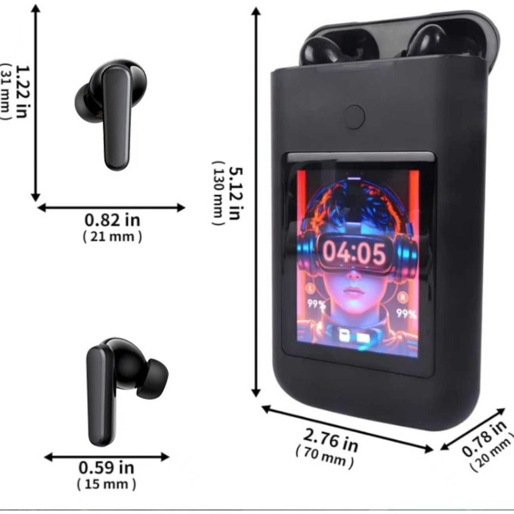 5000mAh Battery Wireless Earphones 3-in-1 HiFi Stereo LED Touch Screen Multiple EQ for Bedside Audio, Alarms and Room Entertainment