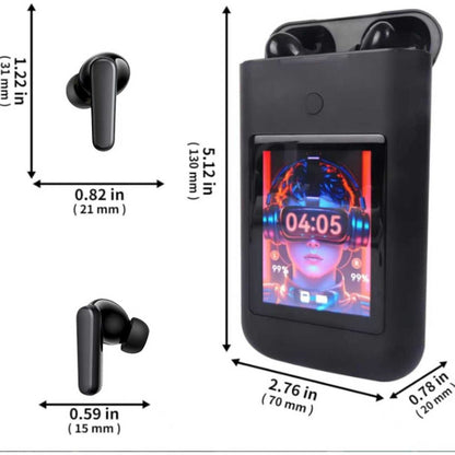5000mAh Battery Wireless Earphones 3-in-1 HiFi Stereo LED Touch Screen Multiple EQ for Bedside Audio, Alarms and Room Entertainment