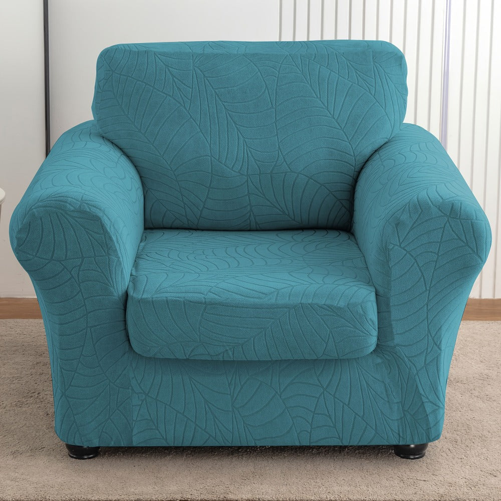 Armchair Slipcover 2pcs Set Jacquard Leaf Texture Stretch Chair Cover with Seat Cushion Cover for Entryways, Bedrooms and Living Spaces
