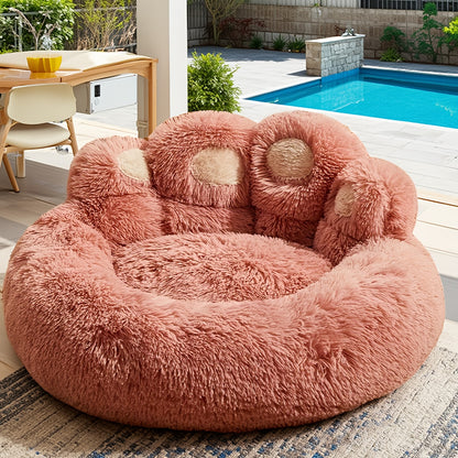 Plush Dog Bed Bear Paw Design – Thickened Soft Warm Pet Cushion Bed for Dogs & Cats, Non-Slip Bottom, Extra Large Cat Bed