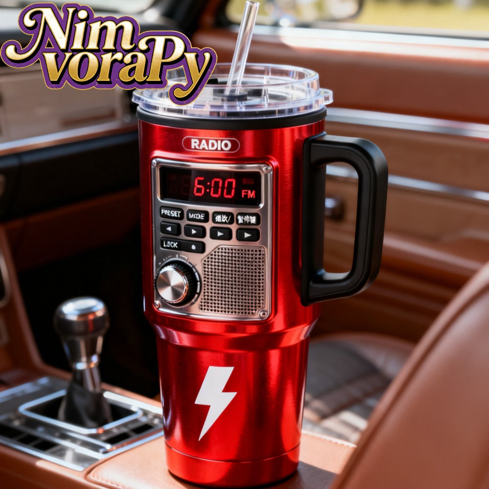 Insulated Travel Mug 40 Oz – Retro Game Console Stainless Steel Tumbler with Leak-Proof Lid & Straw – Hot & Cold Beverages