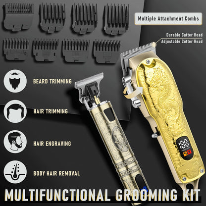 Hair Clipper Set for Men USB Rechargeable, Professional Electric Hair Trimmer with Oil Head Engraving