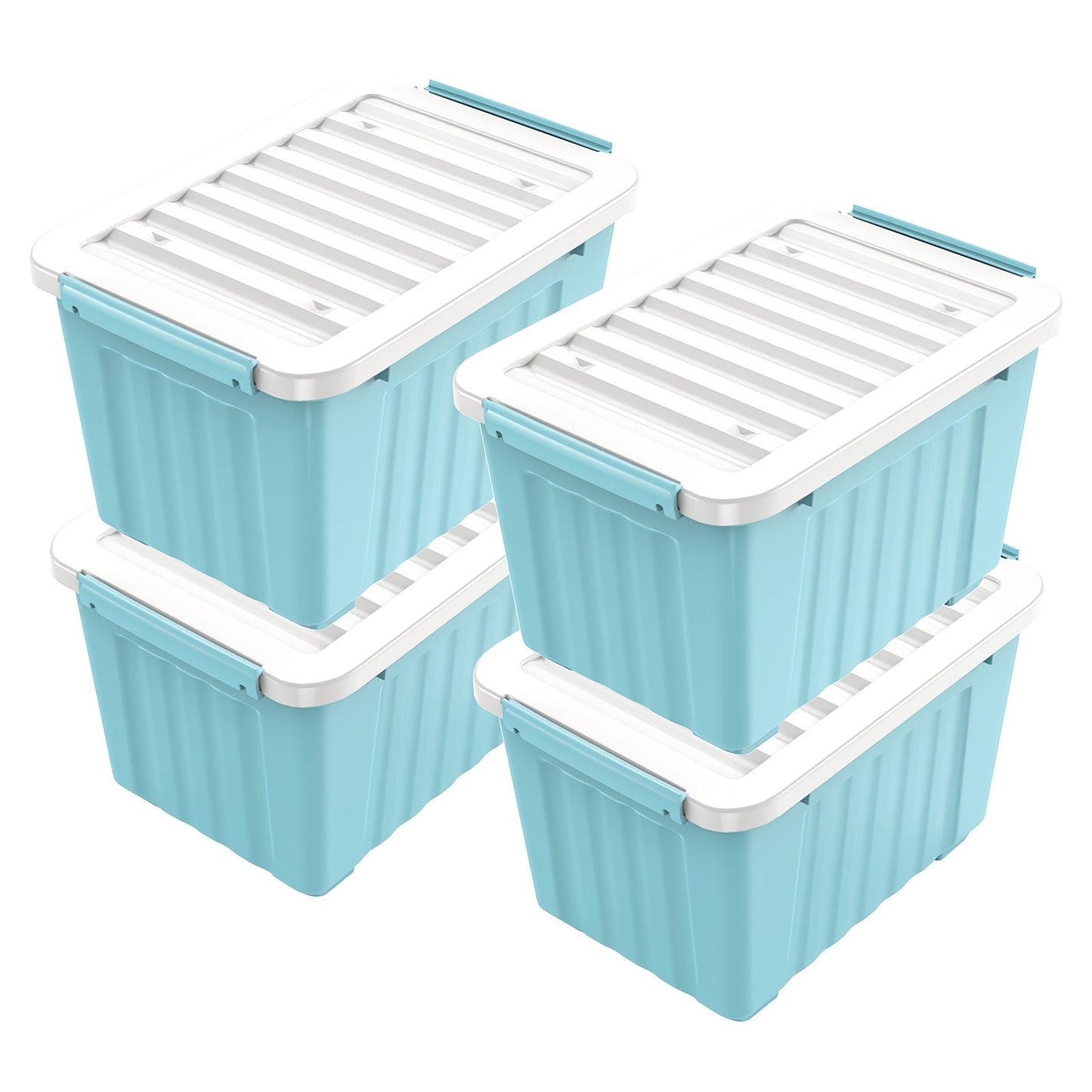 Stackable 72- and 97-Quart Storage Bin Sets with Lids, Wheels, Three Colors and 4- or 6-Pack Options
