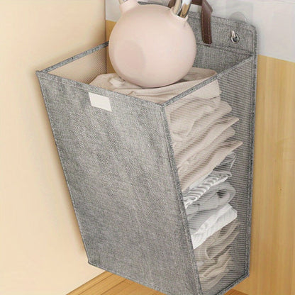 Wall Mounted Laundry Hamper Foldable Oxford Cloth with Lid | Space Saving Clothes Storage Basket for Bedroom Bathroom Living Room | Large