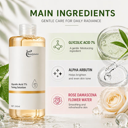 Glycolic Acid Serum with Alpha-Arbutin & Damascus Rose Water, & Smoothing Face Serum for Sensitive Skin