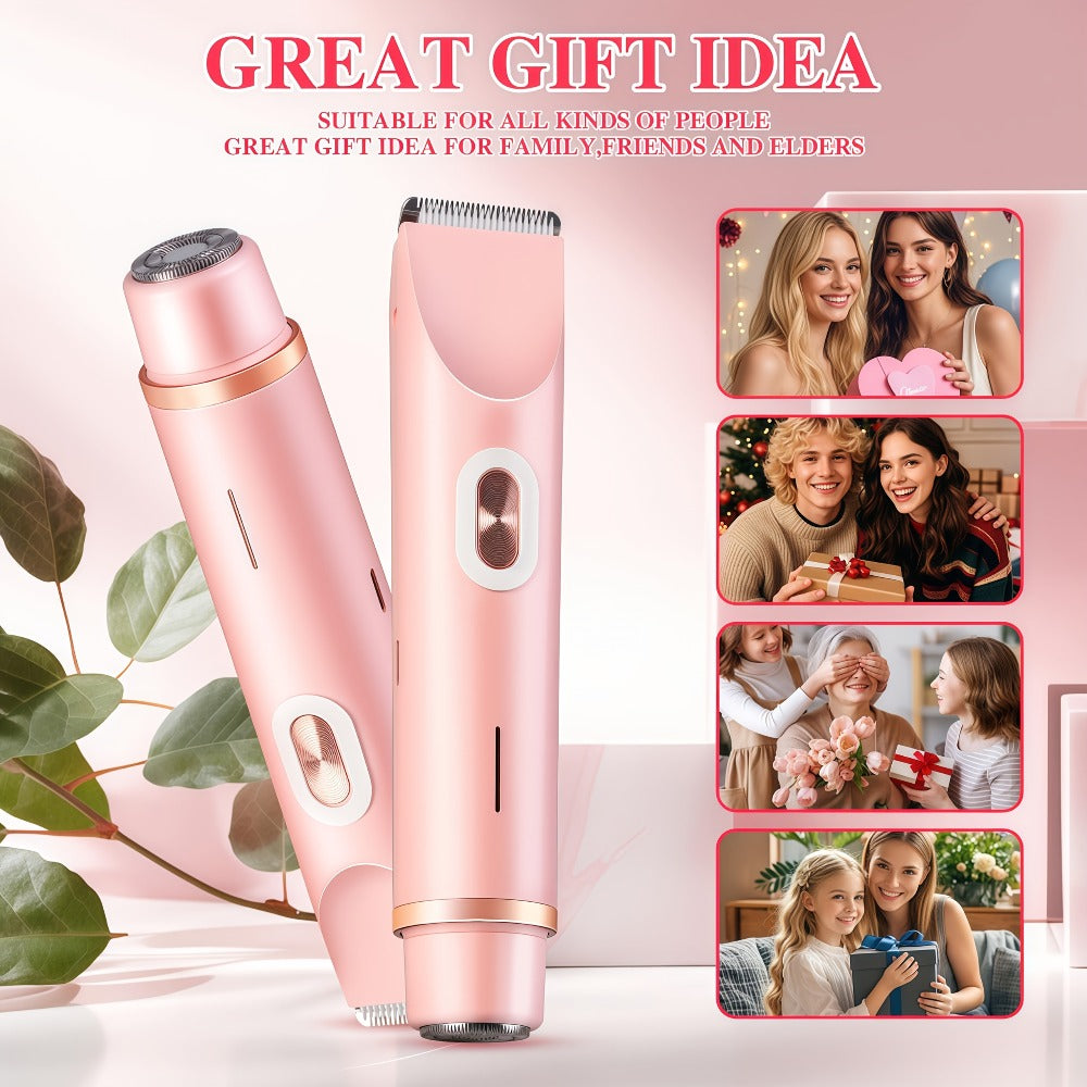 Electric Shaver & Bikini Trimmer for Women Dual Head USB Rechargeable – Multipurpose Face Body Hair Removal for Arms Legs Underarm