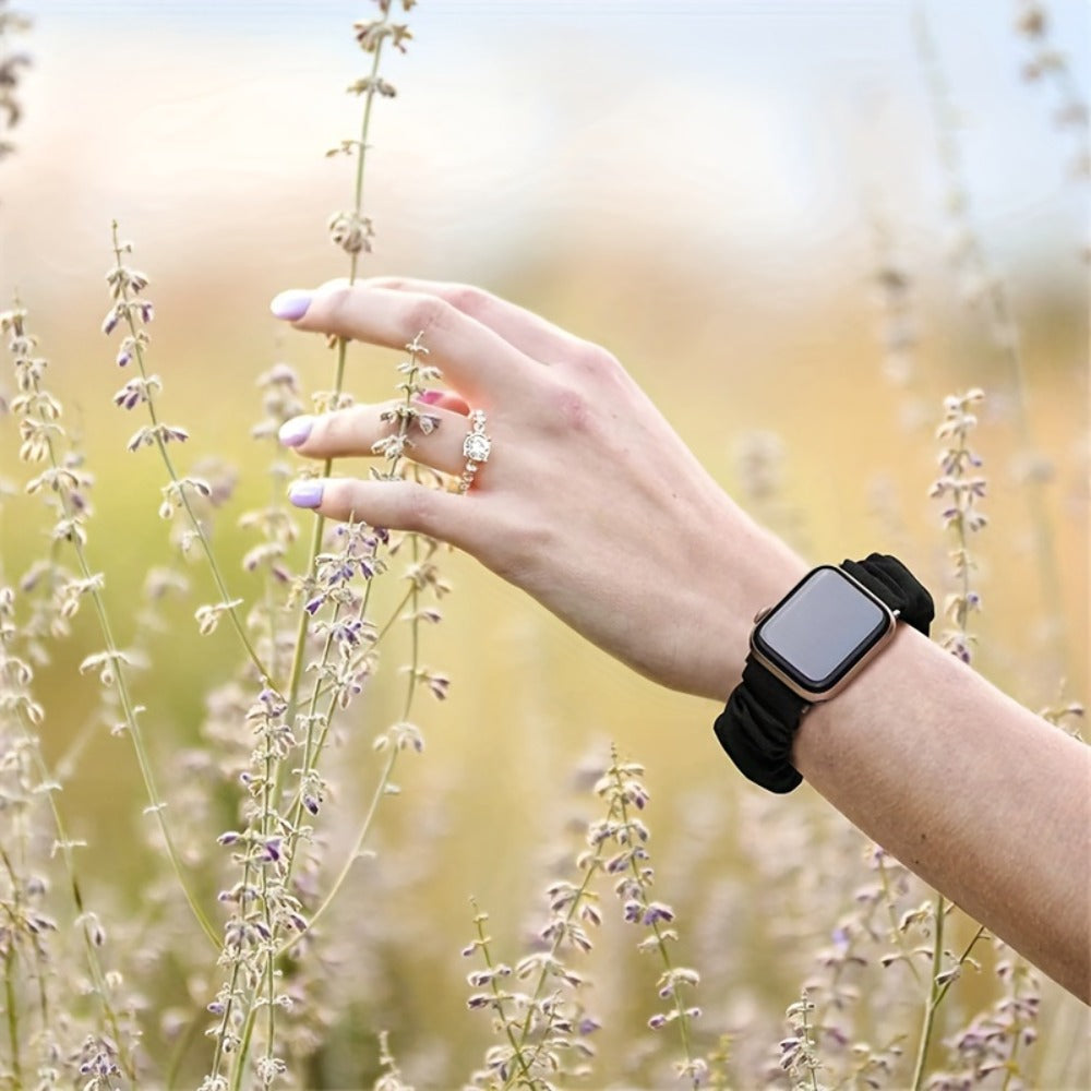 Nylon Elastic Apple Watch Band Women 4-Pack Adjustable Loop Aluminum Butterfly Clasp Strap for an Everyday Personal Care Routine