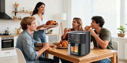 Air Fryer 6QT with 8 Preset Functions, Visible Window, Adjustable Temperature & Timer, Large Oil-Free Cooker for Crispy Fries
