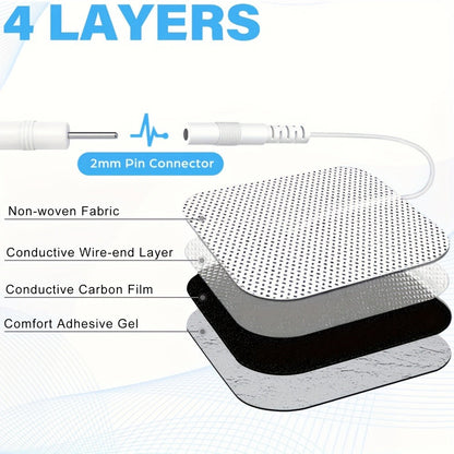TENS EMS Electrode Pads 40-Pack, 2x2 Inch Reusable Self-Adhesive Replacement Electrode Patches with 2.0mm Pin Connector