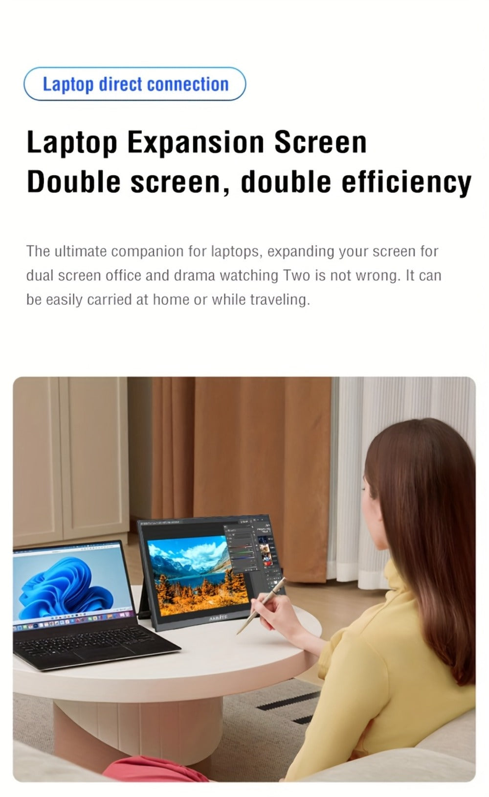 Anmite 10.5" IPS Portable Monitor 1280P 100% sRGB USB-C for an Everyday Personal Care Routine