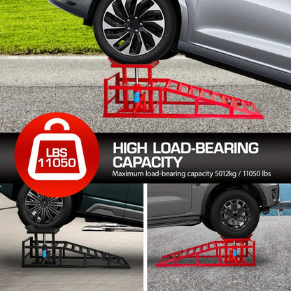 Hydraulic Car Ramps 2-Pack 11050 LBS 5T – Heavy Duty Iron Vehicle Lift Ramp 9"-14.2" for Oil Changes, Jack Support & Auto Maintenance