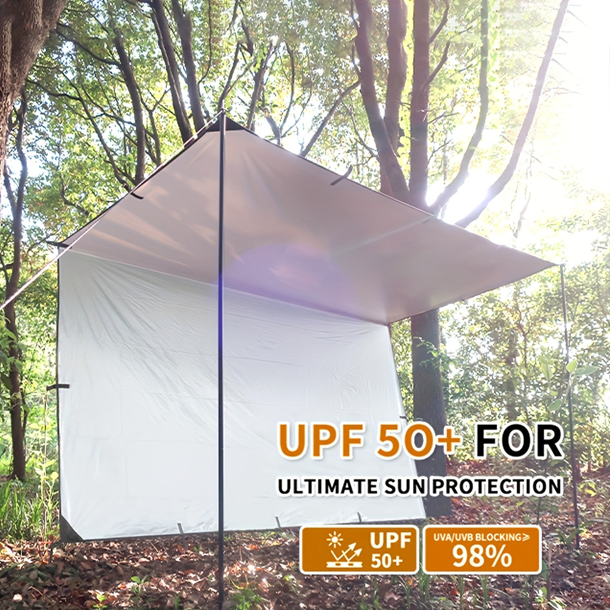 Camping Sunshade Tarp Multi-Function Sun Shelter Canopy – 19 Hanging Points or 6 Tie-Down Points, 300x300cm & 300x400cm