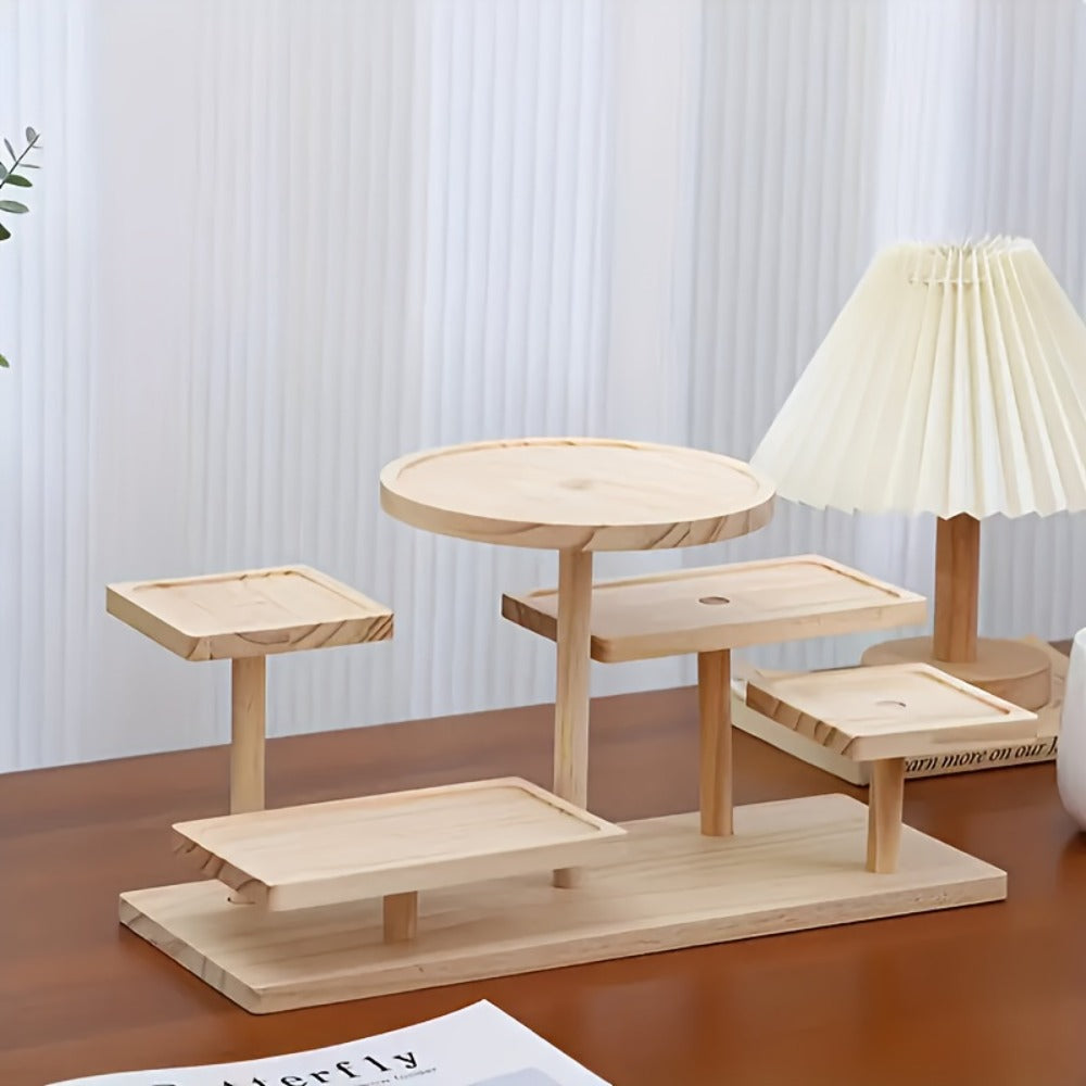 Tiered Wooden Display Stand Libra Balance Scale Style for Laundry Rooms, Closets and Home Organization