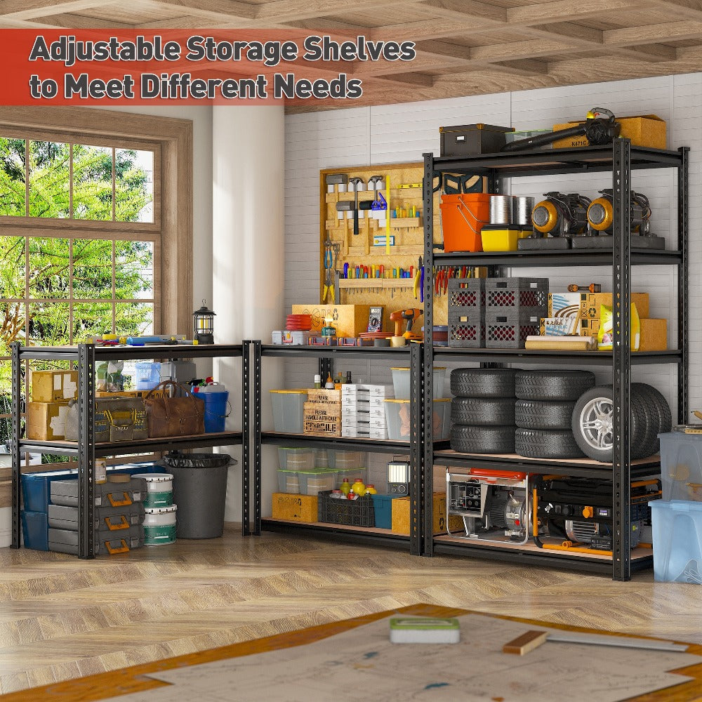 5-Tier Metal Shelving Unit for Entryways, Bedrooms and Living Spaces, with the Listed Configuration