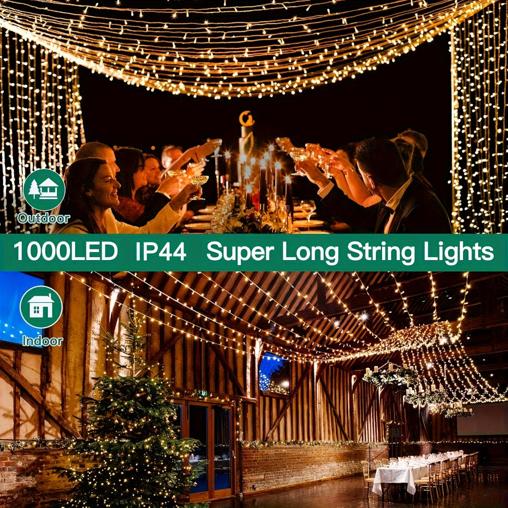 500 LED Christmas String Lights 170 Feet, 8 Lighting Modes with Memory Plug, Transparent Wire Outdoor Lights for Christmas Tree
