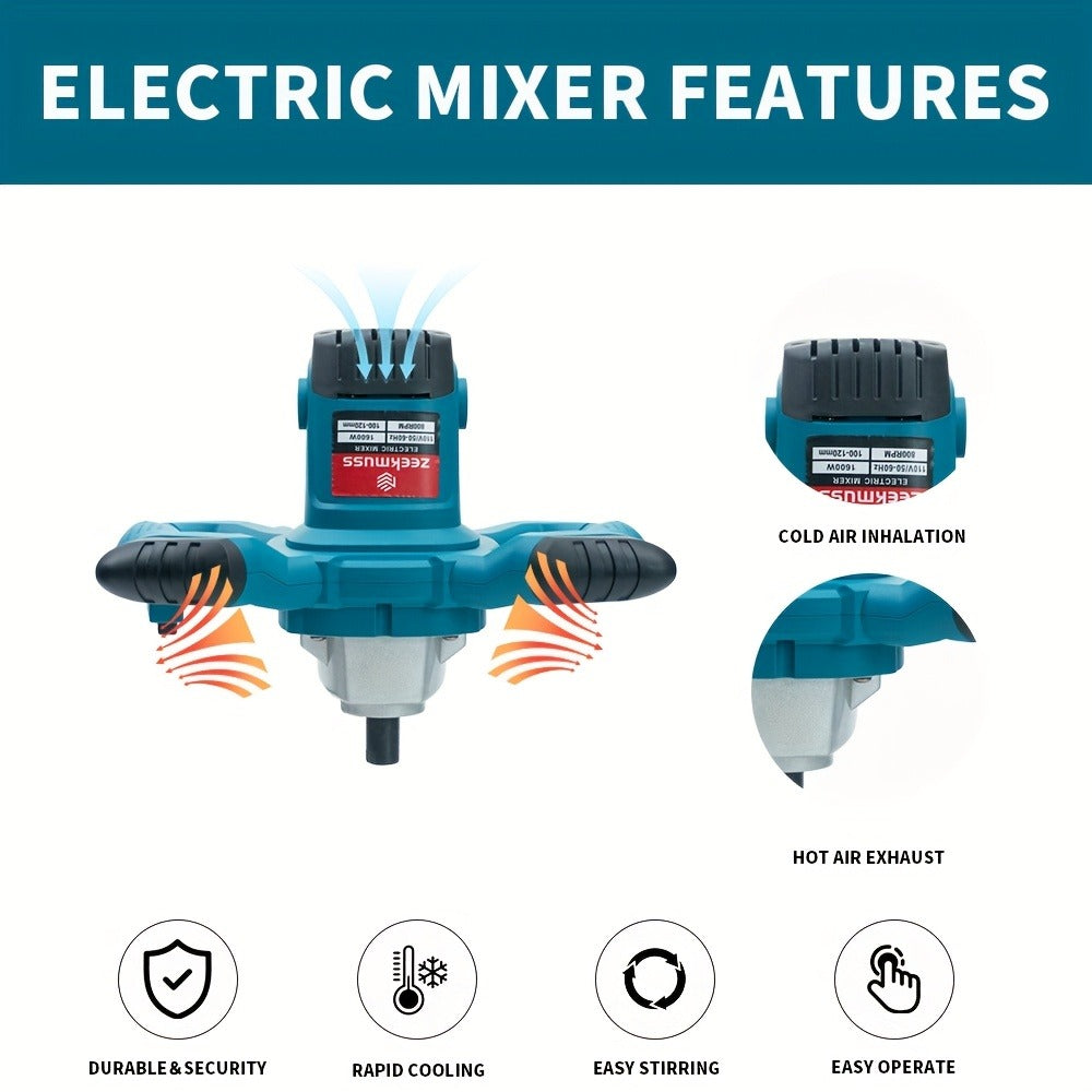 Electric Handheld Cement Mixer 2100W, 6-Speed Adjustable 800 RPM Mortar Mixer Drill for Mixing Paint