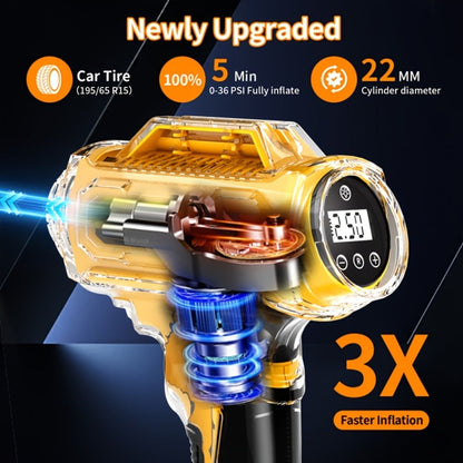 Portable Tire Inflator Air Compressor 150 PSI Cordless with Auto-Shutoff Digital Pressure Gauge LED Light Wireless USB Charging for Car