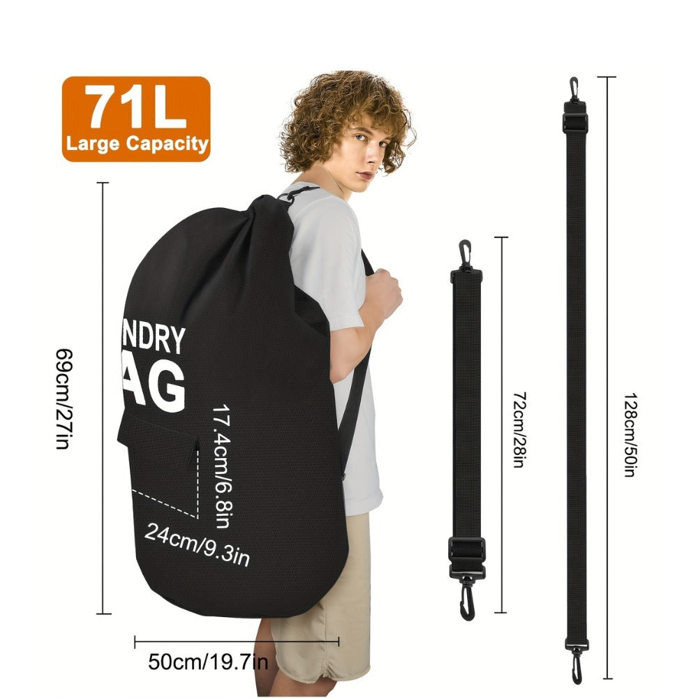 Large Laundry Bag Backpack with Adjustable Shoulder Strap | Foldable Portable Laundry Basket Machine Washable | Space Saving Hamper