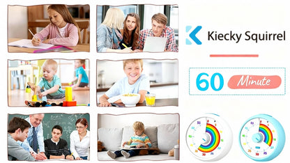 Visual Timer 60 Minute Countdown Silent Tomato Timer Rainbow Pattern for Classroom Office for Home Cooking, Dining and Outdoor Meals