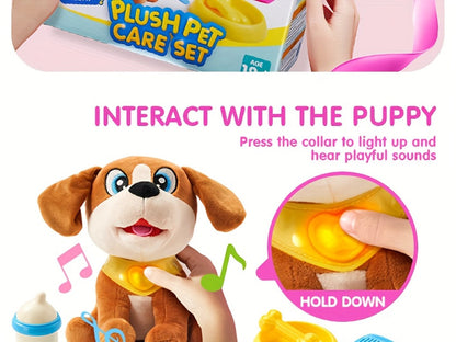 Interactive Plush Dog Toy for Toddlers with Carrier Set Music Lights Sounds with the Listed Color, Size or Set Options for Everyday Use