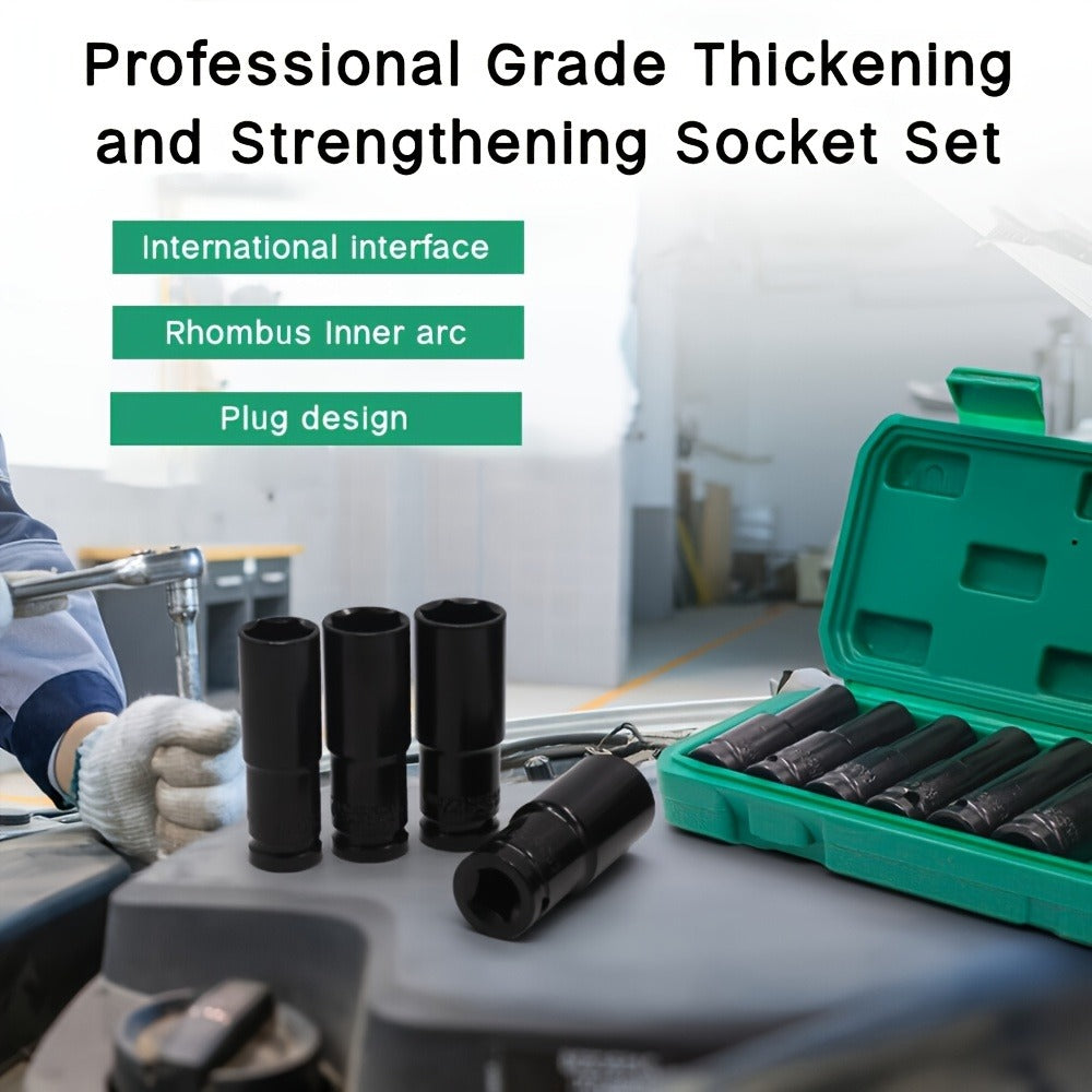1/2 Inch Deep Impact Socket Set – Chrome Vanadium Steel for Tire Removal, Mechanical Repairs & Car Maintenance | Compatible with Electric