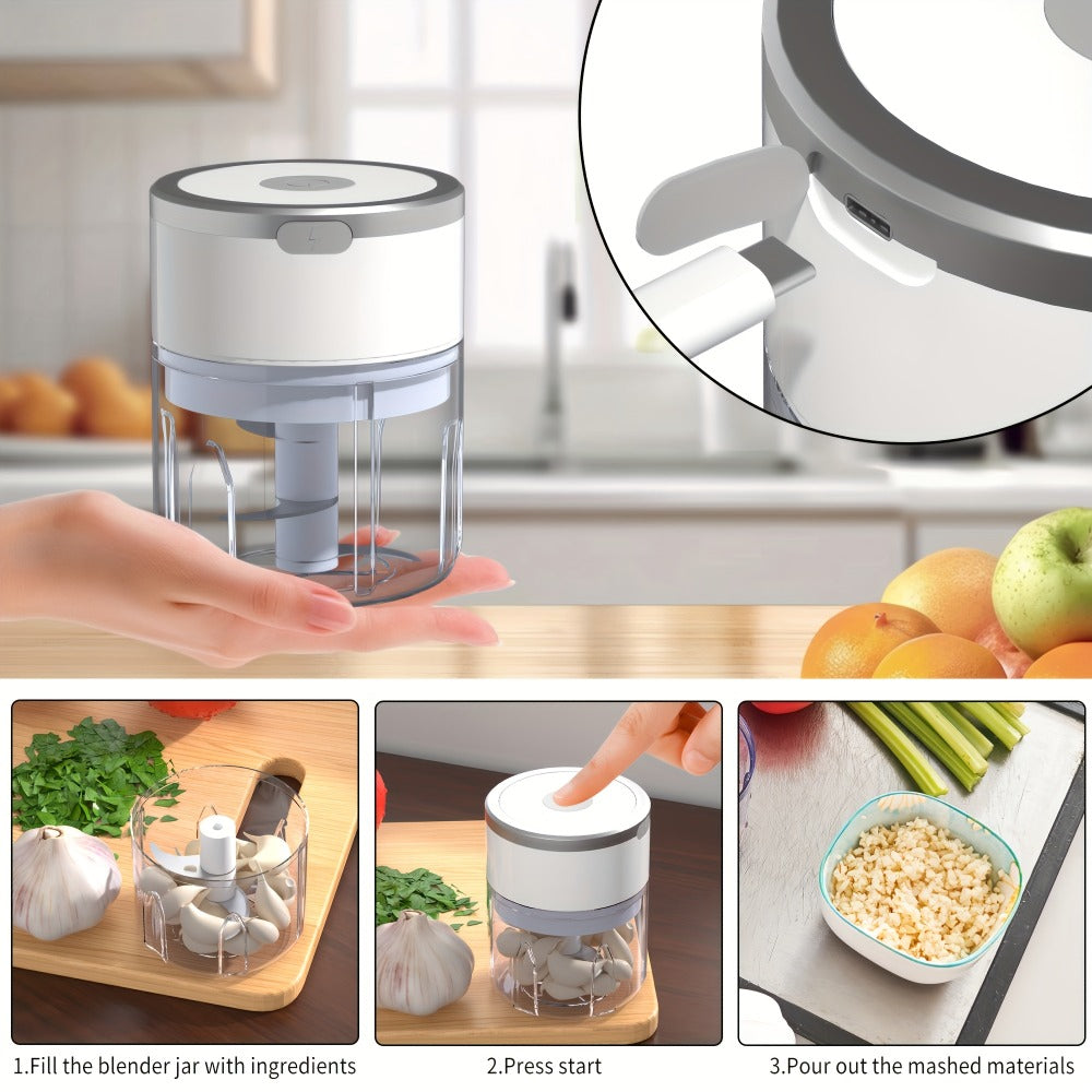 Mini Electric Garlic Chopper USB Rechargeable - Electric Food Chopper & Masher, Portable Garlic Crusher for Meat