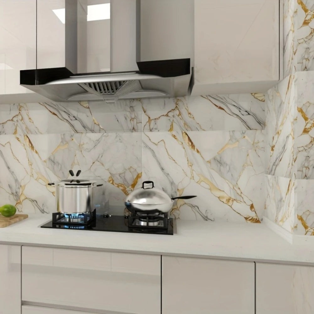 Peel and Stick Wall Tiles 50/100pcs PVC Marble Self Adhesive Vinyl Tile Stickers for Bathroom Kitchen Living Room