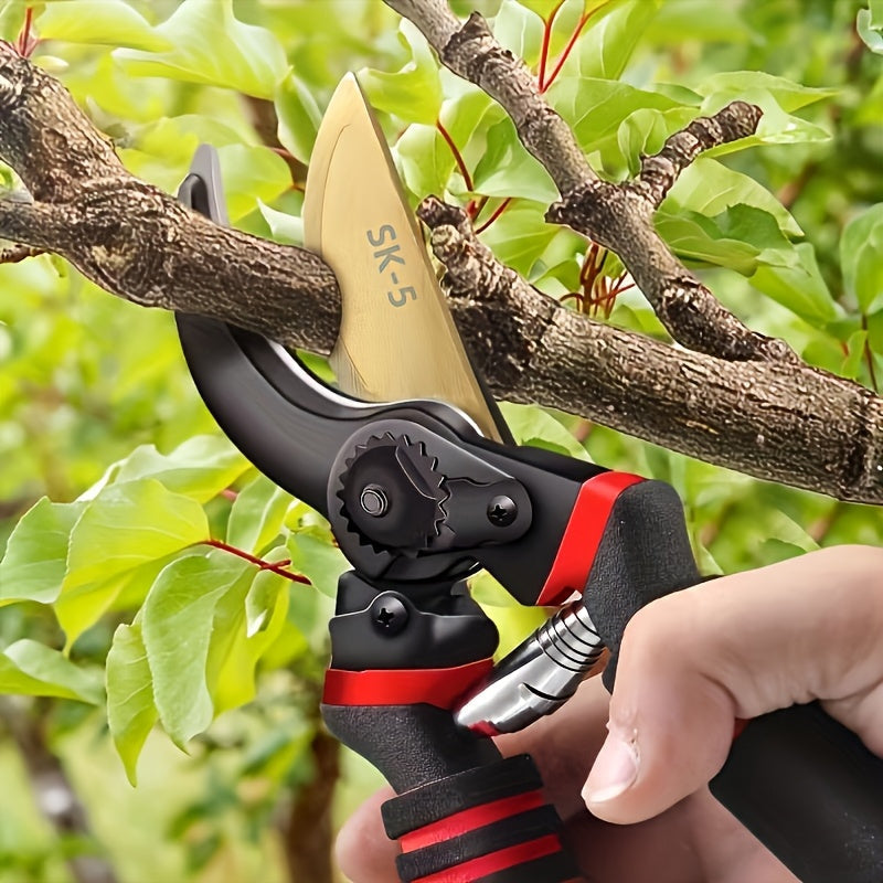 Titanium Pruning Shears 8.5 Inch T13 – Ultra-Sharp Bypass Garden Scissors, Ergonomic Black & Orange Handle