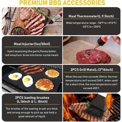 Griddle Tool Set 34 Piece 304 Stainless Steel Flat Top Grill Accessories with Spatula, Tongs & Scraper – Teppanyaki BBQ Tools for Outdoor