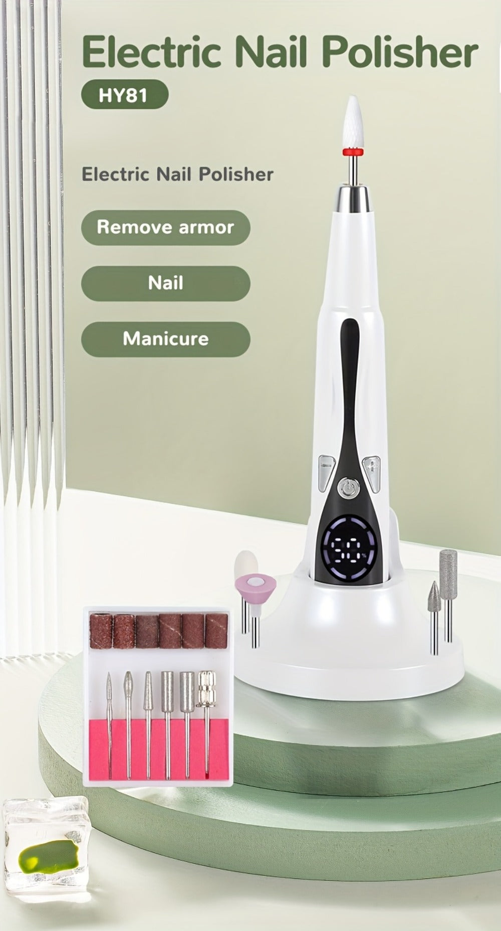 Electric Nail Drill Kit 12 Bits & Stand, 20000RPM Professional Nail File for Gel Polish Removal, Acrylic