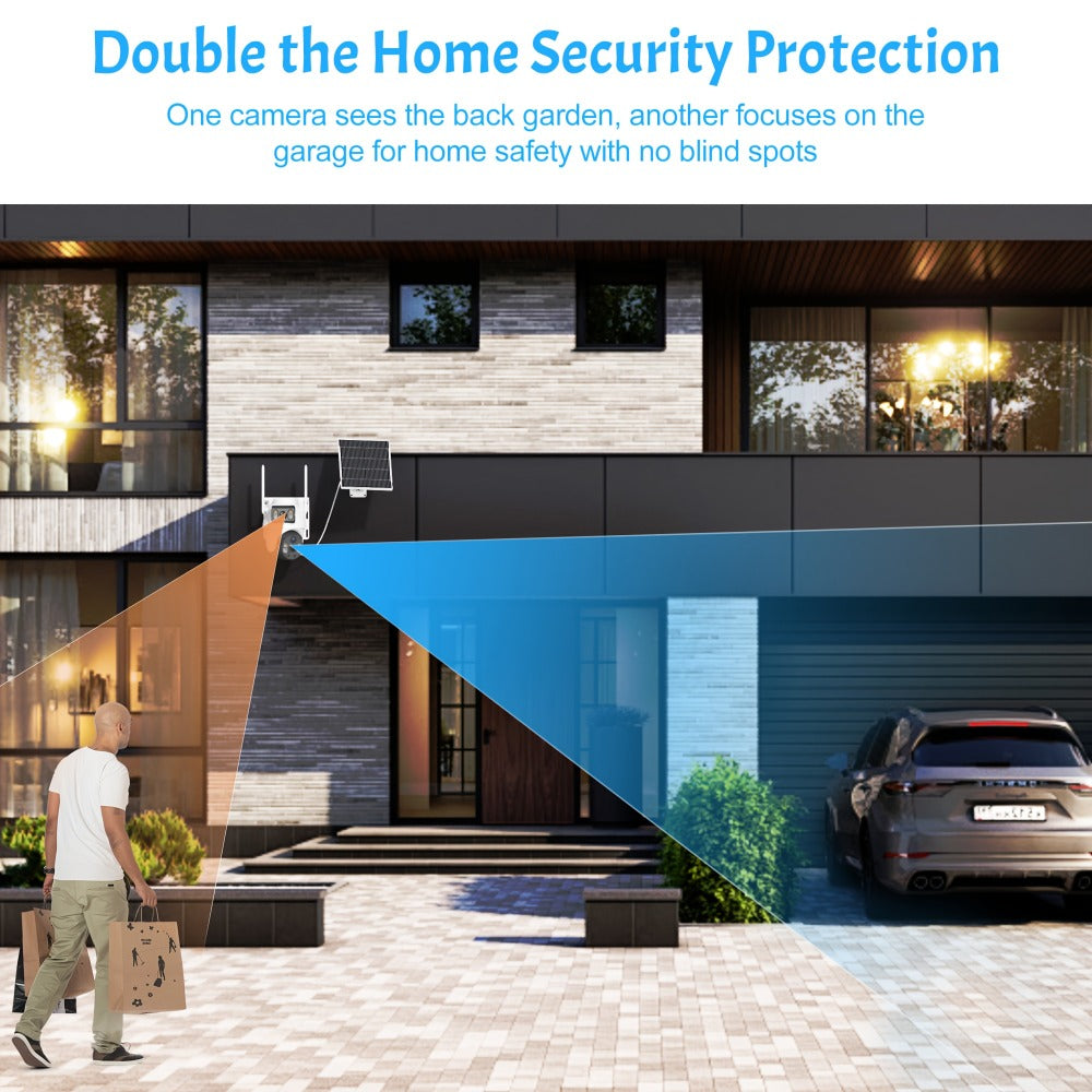 8MP 4G LTE Solar Security Camera Dual Lens PTZ 360°, No WiFi Needed, SIM Card Included, PIR Motion Detection