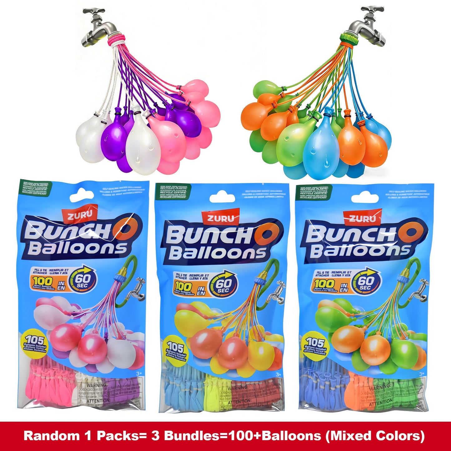 Rapid-Fill Self-Sealing Water Balloons 105+ 205+ Bulk Pack Outdoor Summer Fun Kids Adults for Entryways, Bedrooms and Living Spaces