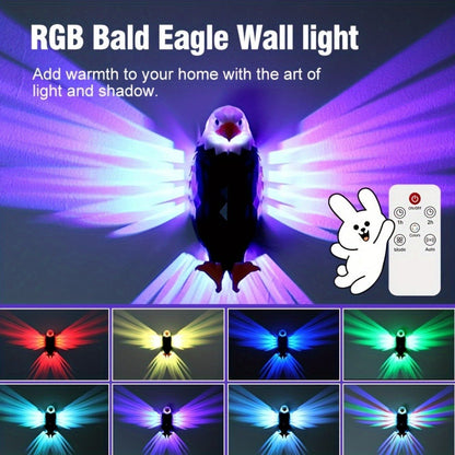Eagle LED Wall Lamp, Colorful Ambient Night Light with Motion Sensor, Rechargeable Battery