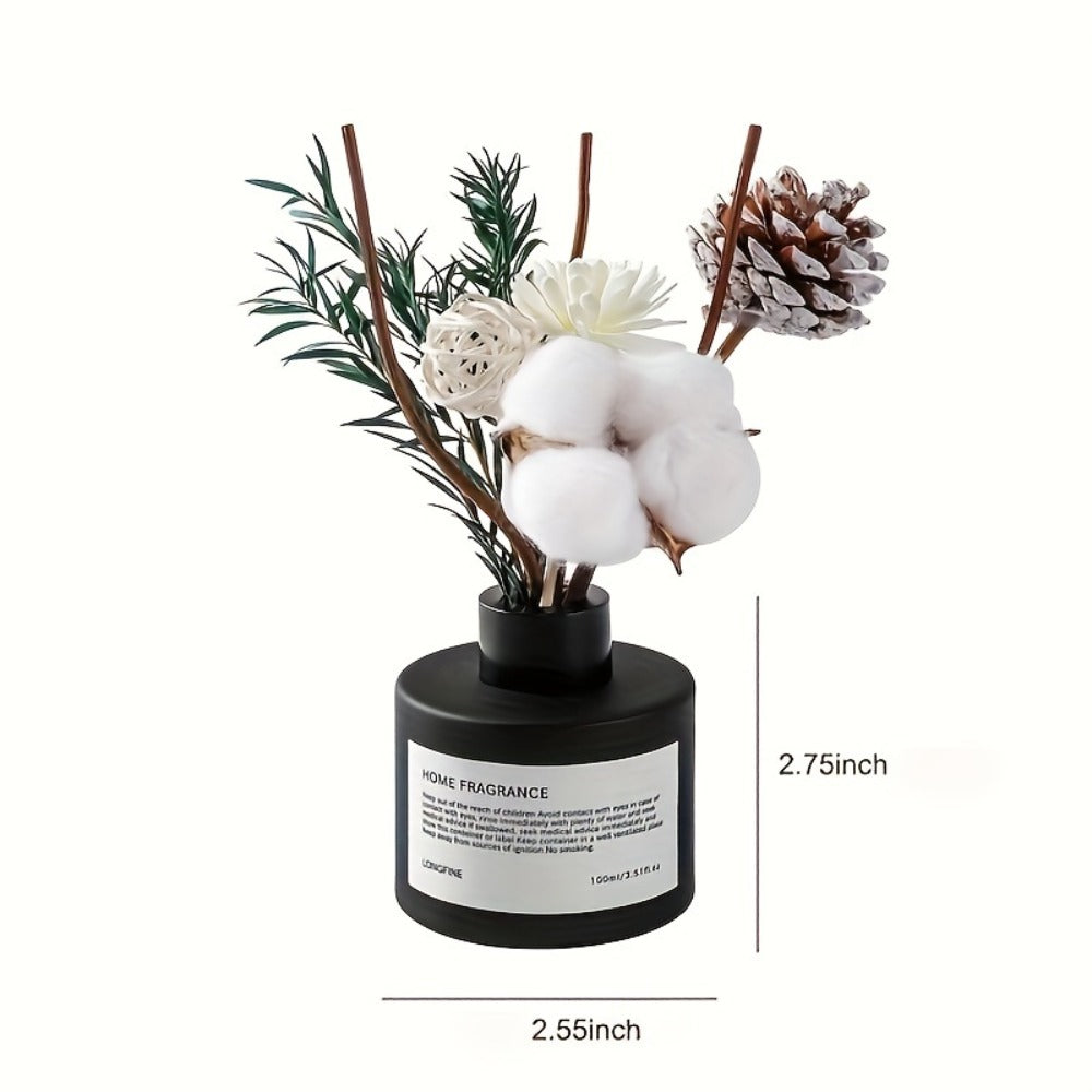 Reed Diffuser with Real Flowers & Essential Oil - Home Fragrance Scent Sticks for Bedroom Bathroom Living Room