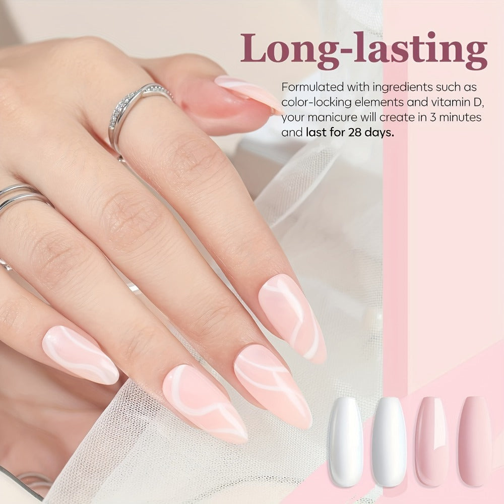 Acrylic Nail Kit NOCIS Four 10g Light Neutral Powders with Liquid Monomer, Three Brushes, File and Mixing Cup