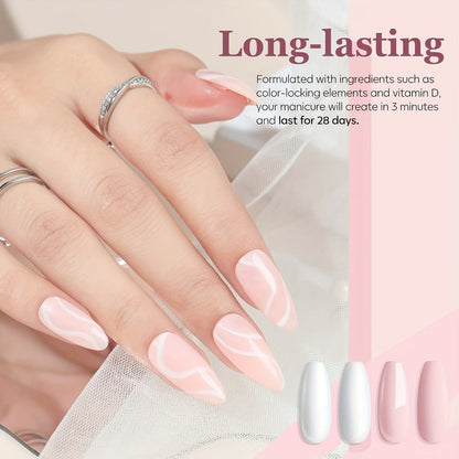 Acrylic Nail Kit NOCIS Four 10g Light Neutral Powders with Liquid Monomer, Three Brushes, File and Mixing Cup