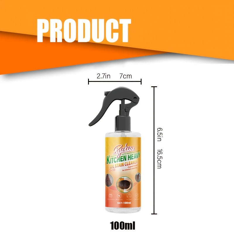 Kitchen Degreaser Spray 100ml (3.38oz), Oven Cleaner & Grease Remover, Fume-Free Formula for Stubborn Grease on Ovens