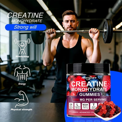 Creatine Monohydrate Gummies 8000mg Blueberry Flavor, with L-Taurine, BCAA, Vitamin B6 & B12
