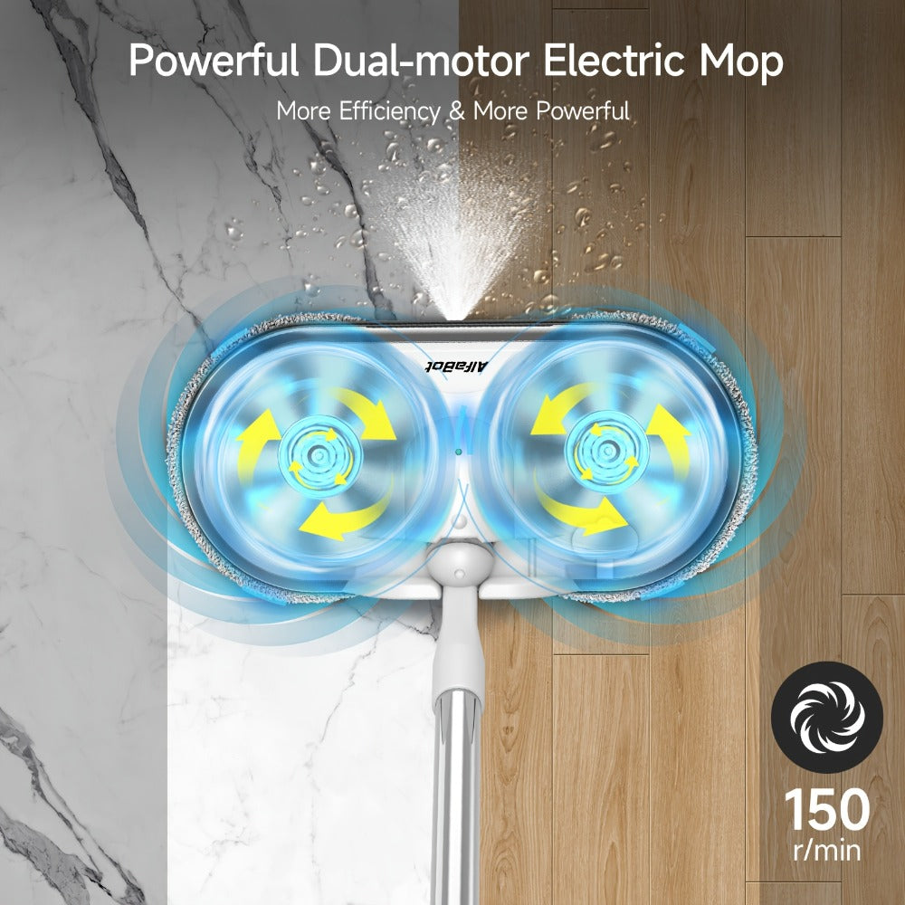 Cordless Electric Spin Mop with LED Headlight & Sprayer, 50-Min Runtime 6oz Water Tank, Floor Scrubber for Hardwood Tile Laminate Floors