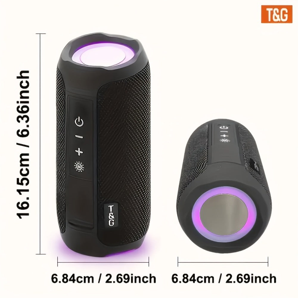 TG227 Portable Bluetooth Speaker with LED Breathing Light, TWS Stereo Sound, USB-C Rechargeable, Wireless Speaker for Outdoor Camping
