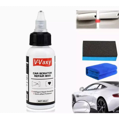 Car Scratch Repair Wax by V-Vaxy, Three 50ml Bottles with Three Sponges and Three Towels for Paint Application